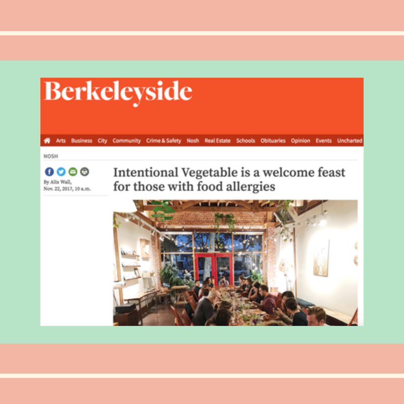 Berkeleyside intentional vegetable feast article with image of people sitting along table eating
