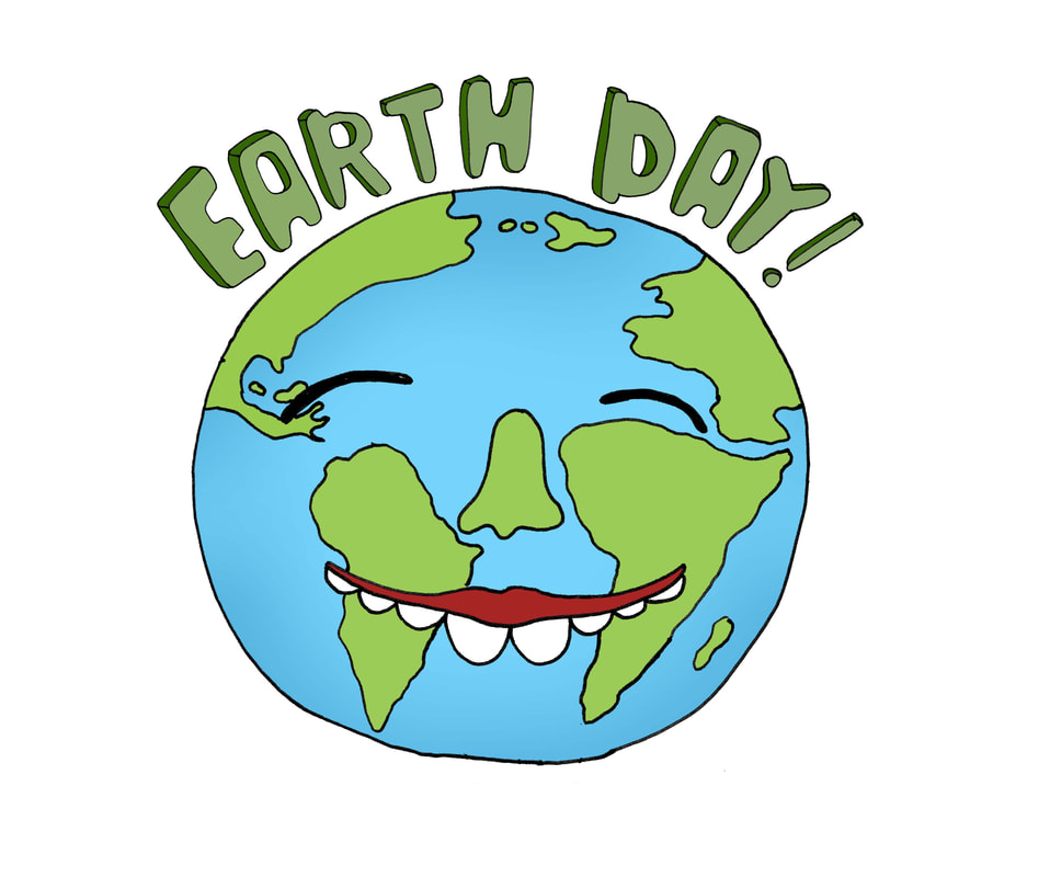 Illustration of the earth smiling for earth day
