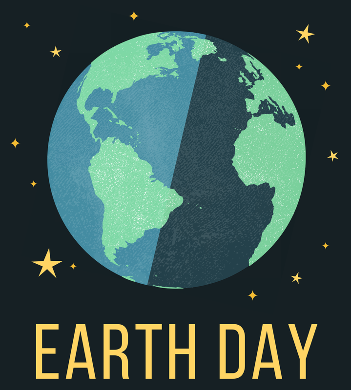Earth Day illustration with planet earth and stars