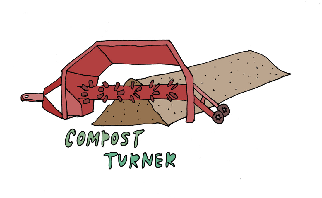 Illustration of a compost turner composting 