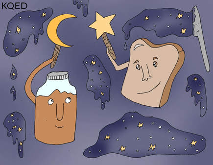 food illustration of peanut butter and toast in the stars