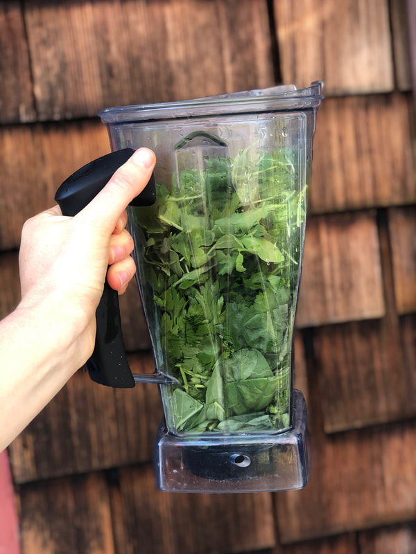leafy green vegetables in vitamix blender