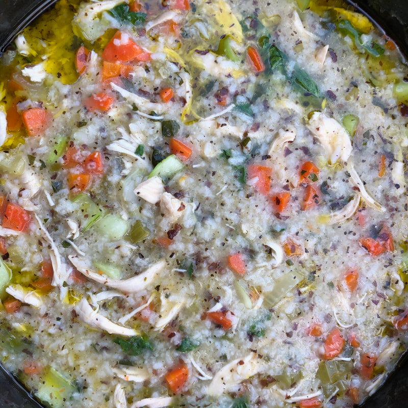 chicken and rice soup close up